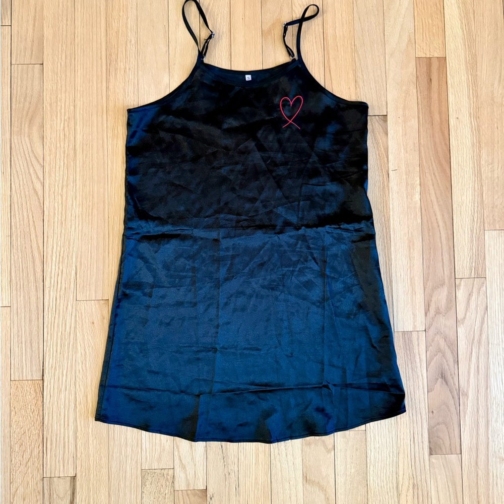 Black Slip with Red Heart Detail